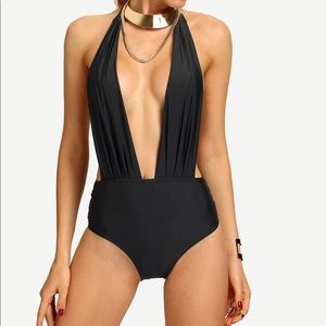 One piece plunge neck bikini